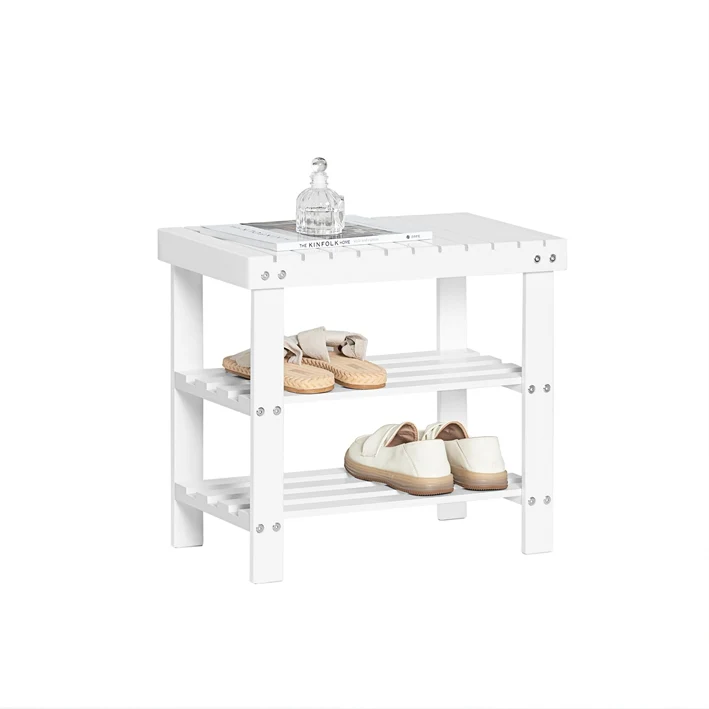 SoBuy | Schuhregal | Sitzbank schmal | Breit 50cm Weiß | FSR02-K-W