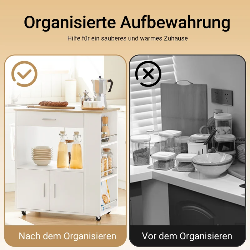 SoBuy | Küchenwagen Servierwagen | Weiß | 82x88x46cm | FKW113-WN