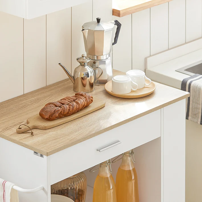 SoBuy | Küchenwagen Servierwagen | Weiß | 82x88x46cm | FKW113-WN