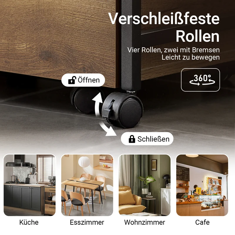 SoBuy | Servierwagen | mit 1 Aufbewahrungstruhe | Küchenwagen | Vintage | 60x90x45cm | FKW118-PF
