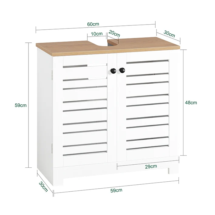SoBuy | Waschbeckenunterschrank | Badezimmerunterschrank Weiß | BZR40-W