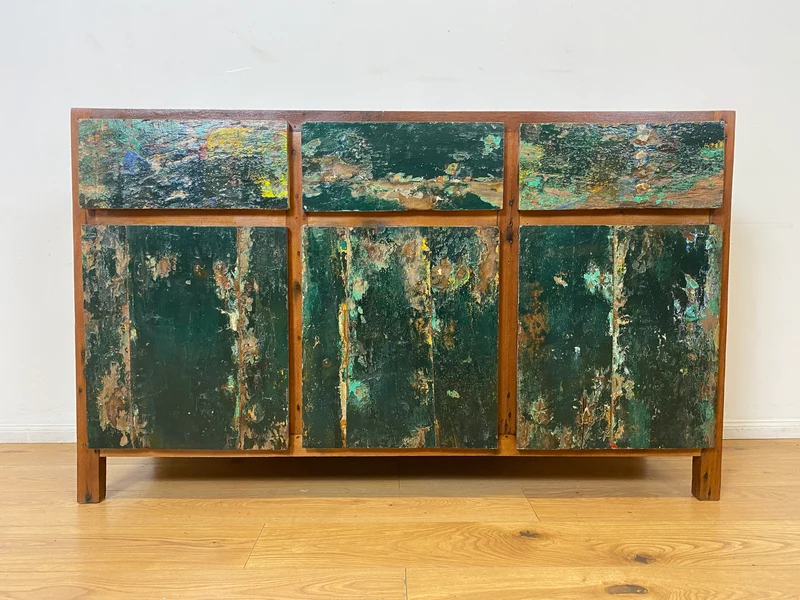 Boatwood by WMK I Einzigartiges Sideboard handgefertigt aus altem Bootsholz in Originalfarben