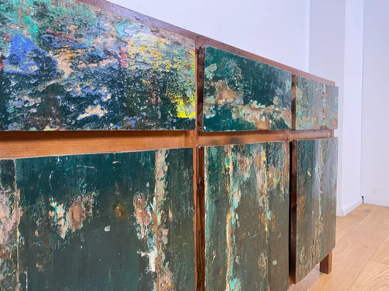 Boatwood by WMK I Einzigartiges Sideboard handgefertigt aus altem Bootsholz in Originalfarben