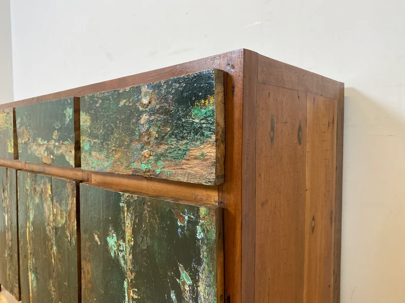 Boatwood by WMK I Einzigartiges Sideboard handgefertigt aus altem Bootsholz in Originalfarben