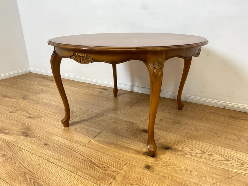 WMK I Versand 85€ I Eleganter runder Stilmöbel Couchtisch im Stil von Louis XV mit Cabriole-Beinen
