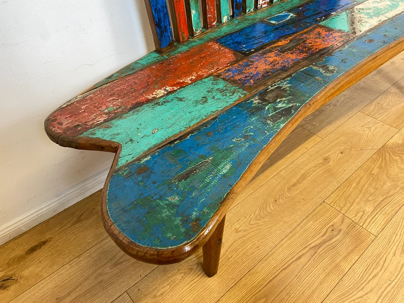 Boatwood by WMK I Besonderes Sofa aus altem Bootsholz I handgefertigtes Unikat aus massivem Teakholz
