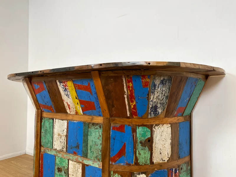 Boatwood by WMK I Einzigartige Bar aus altem Bootsholz I handgefertigtes Unikat in Originalfarben der Boote