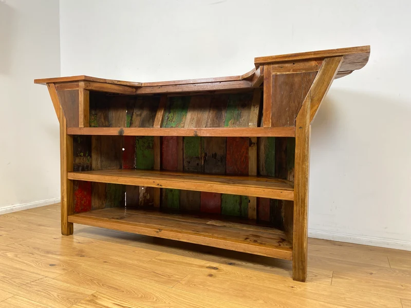Boatwood by WMK I Einzigartige Bar aus altem Bootsholz I handgefertigtes Unikat in Originalfarben der Boote