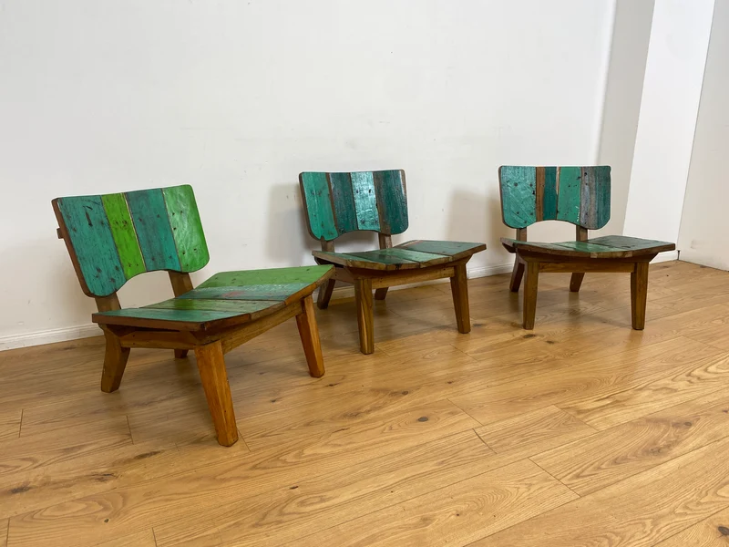 Boatwood by WMK I 1/5 Einzigartiger Lounge Sessel aus altem Bootsholz, ein handgefertigtes Unikat aus massivem Teakholz , auch Outdoor