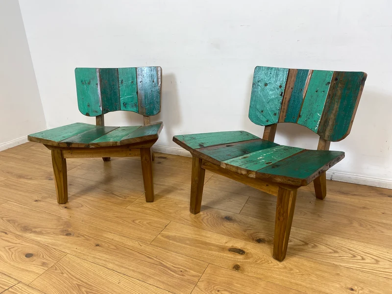Boatwood by WMK I 1/5 Einzigartiger Lounge Sessel aus altem Bootsholz, ein handgefertigtes Unikat aus massivem Teakholz , auch Outdoor
