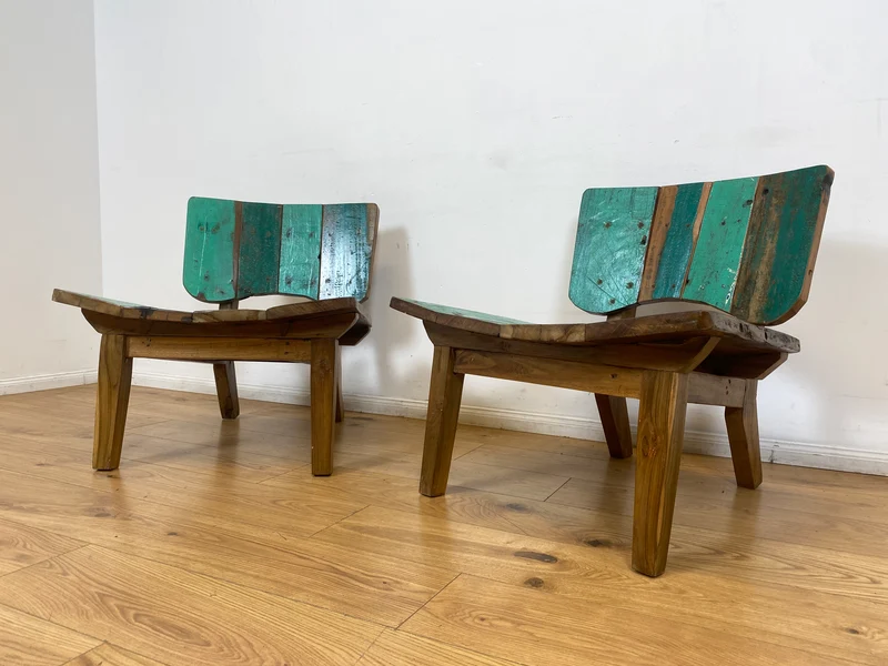 Boatwood by WMK I 1/5 Einzigartiger Lounge Sessel aus altem Bootsholz, ein handgefertigtes Unikat aus massivem Teakholz , auch Outdoor