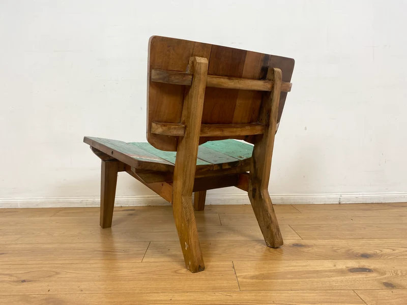 Boatwood by WMK I 1/5 Einzigartiger Lounge Sessel aus altem Bootsholz, ein handgefertigtes Unikat aus massivem Teakholz , auch Outdoor