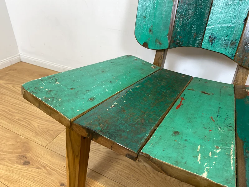 Boatwood by WMK I 1/5 Einzigartiger Lounge Sessel aus altem Bootsholz, ein handgefertigtes Unikat aus massivem Teakholz , auch Outdoor