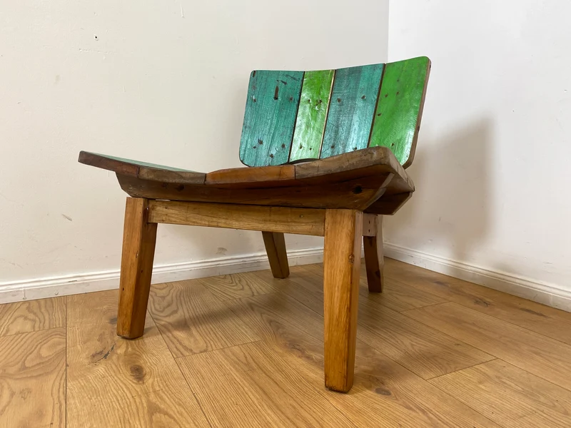 Boatwood by WMK I 1/5 Einzigartiger Lounge Sessel aus altem Bootsholz, ein handgefertigtes Unikat aus massivem Teakholz , auch Outdoor