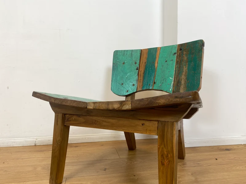 Boatwood by WMK I 1/5 Einzigartiger Lounge Sessel aus altem Bootsholz, ein handgefertigtes Unikat aus massivem Teakholz , auch Outdoor