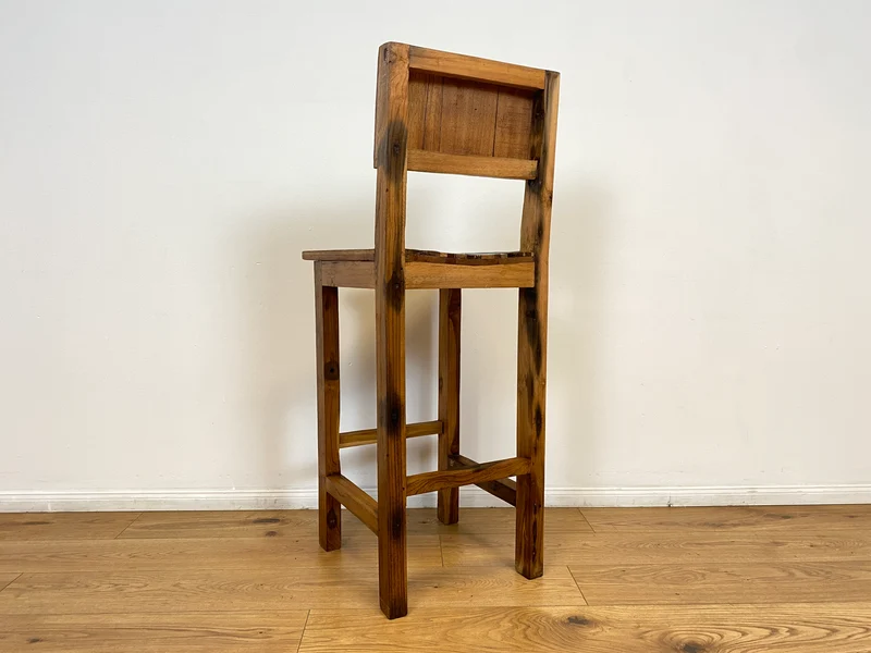 Boatwood by WMK # 1/3 Bunterschöner Barhocker aus altem Bootsholz, ein handgefertigtes Unikat aus massivem Teakholz