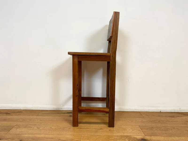 Boatwood by WMK # 1/3 Bunterschöner Barhocker aus altem Bootsholz, ein handgefertigtes Unikat aus massivem Teakholz