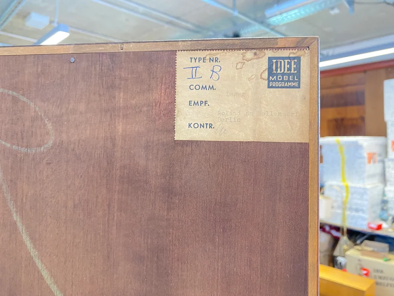 WMK # Stilvolles modulares Mid-Century Highboard, Vollholz in Teak, mit späterer weißer Lackierung
