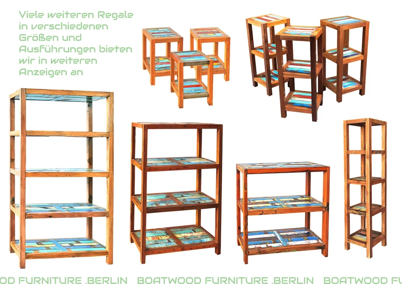 Boatwood by WMK # Schönes, sehr stabiles und hochwertiges Regal aus altem Bootsholz, ein handgefertigtes Unikat aus massivem Teakholz