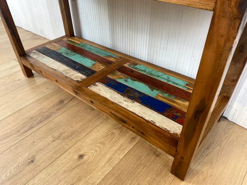 Boatwood by WMK # Schönes, sehr stabiles und hochwertiges Regal aus altem Bootsholz, ein handgefertigtes Unikat aus massivem Teakholz