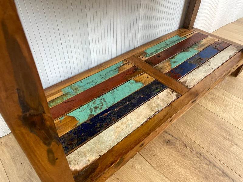 Boatwood by WMK # Schönes, sehr stabiles und hochwertiges Regal aus altem Bootsholz, ein handgefertigtes Unikat aus massivem Teakholz