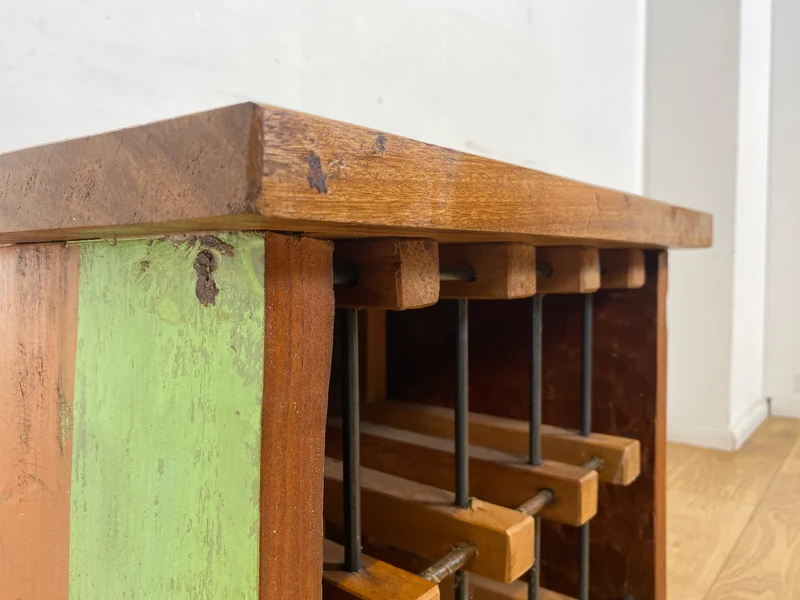 Boatwood by WMK I Einzigartiges Weinregal für 15 Flaschen handgefertigt aus echtem Fischerboot in Originalfarben