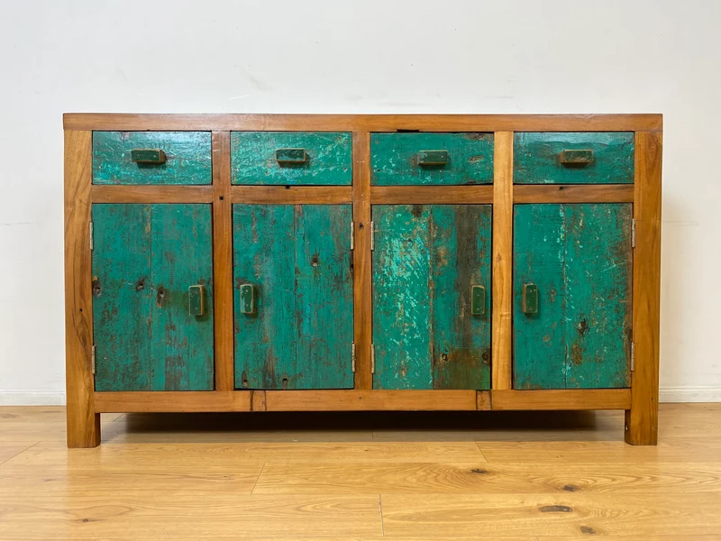 Boatwood by WMK I Nachhaltiges Sideboard handgefertigt aus altem Bootsholz mit Schubladen