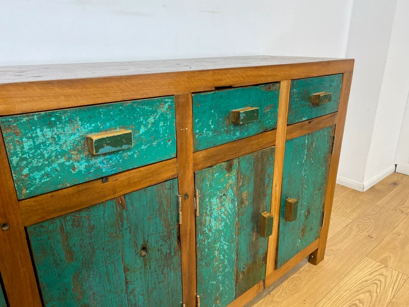 Boatwood by WMK I Nachhaltiges Sideboard handgefertigt aus altem Bootsholz mit Schubladen