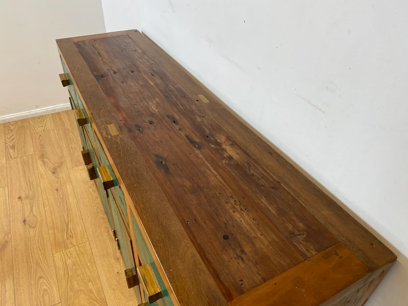 Boatwood by WMK I Nachhaltiges Sideboard handgefertigt aus altem Bootsholz mit Schubladen