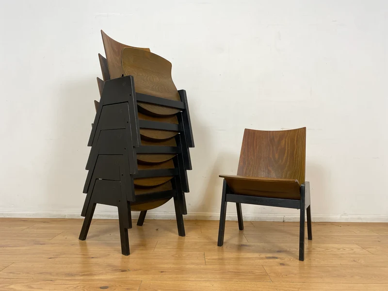 WMK I 1/5 Stilvoller & seltener stapelbarer Mid-Century Klappstuhl in Eichenholz