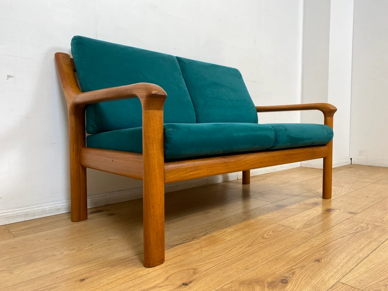 WMK I Hochwertiges skandinavisches Designersofa von Holstebro Møbelfabrik in Petrol Blau