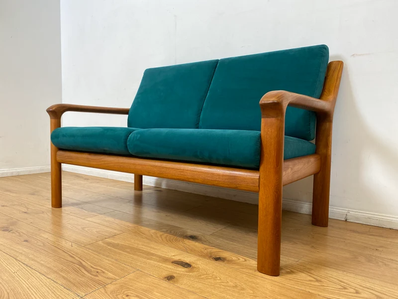 WMK I Hochwertiges skandinavisches Designersofa von Holstebro Møbelfabrik in Petrol Blau