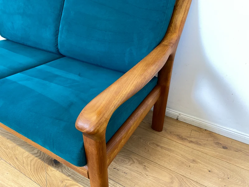 WMK I Hochwertiges skandinavisches Designersofa von Holstebro Møbelfabrik in Petrol Blau