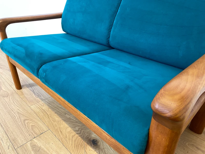 WMK I Hochwertiges skandinavisches Designersofa von Holstebro Møbelfabrik in Petrol Blau