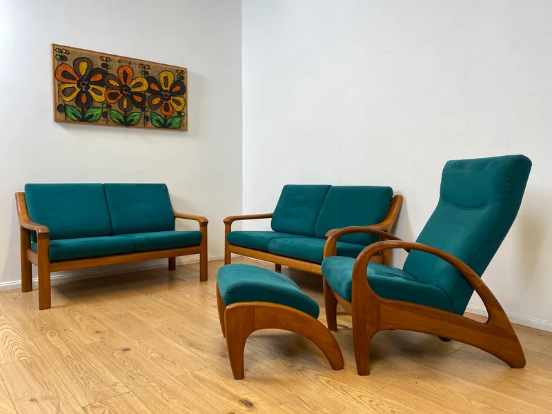 WMK I Hochwertiges skandinavisches Designersofa von Holstebro Møbelfabrik in Petrol Blau