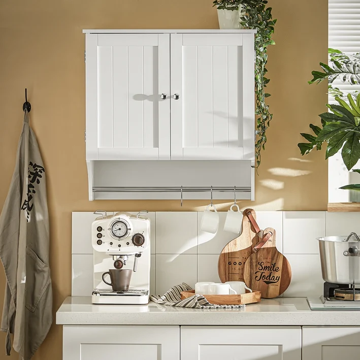 SoBuy | Hängeschrank mit Türen | Badschrank | Medizinschrank | Wandschrank | Weiß | BZR84-W