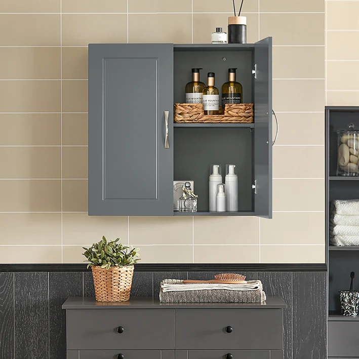 SoBuy | Wandschrank | Hängeschrank | Badschrank Grau | Medizinschrank | FRG231-DG