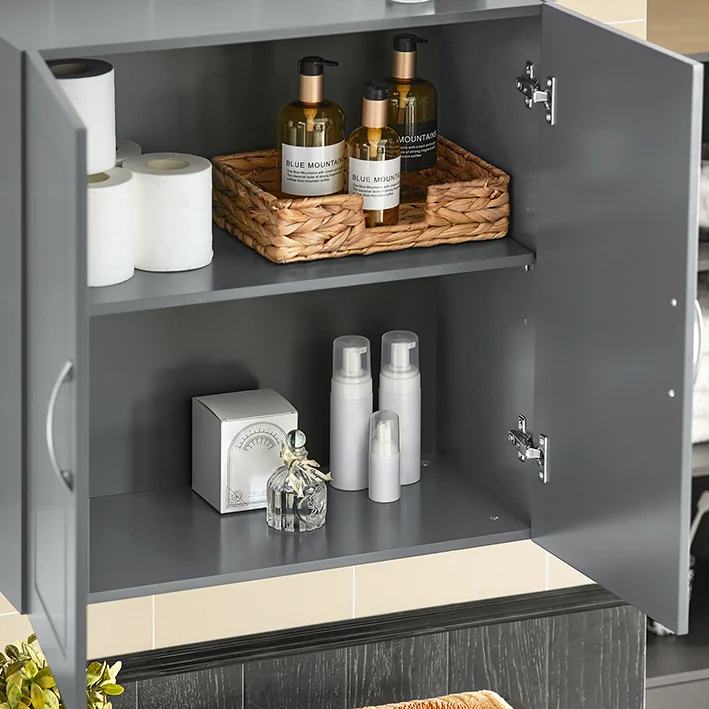 SoBuy | Wandschrank | Hängeschrank | Badschrank Grau | Medizinschrank | FRG231-DG
