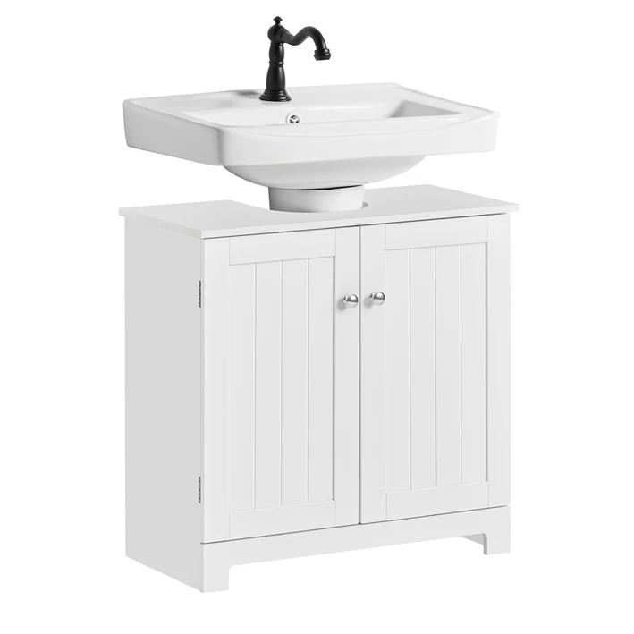 SoBuy | Waschbeckenunterschrank | Badezimmerschrank | Weiß 60x60x30cm BZR18-II-W