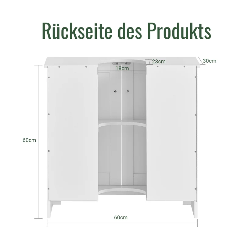 SoBuy | Waschbeckenunterschrank | Badezimmerschrank | Weiß 60x60x30cm BZR18-II-W