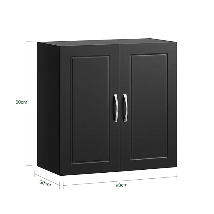 SoBuy | Wandschrank | Hängeschrank | Badschrank Schwarz | Medizinschrank | FRG231-SCH