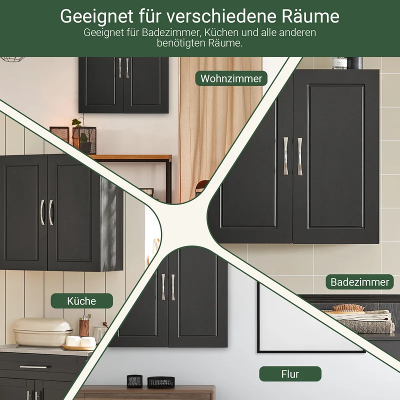 SoBuy | Wandschrank | Hängeschrank | Badschrank Schwarz | Medizinschrank | FRG231-SCH
