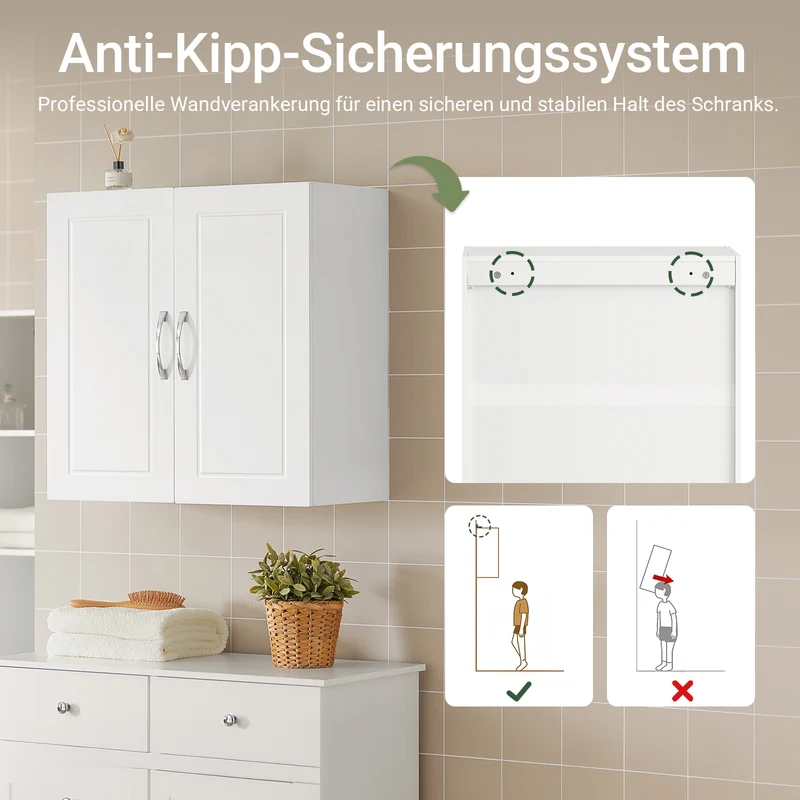 SoBuy | Wandschrank Bad | Hängeschrank | Badschrank Weiß | FRG231-W