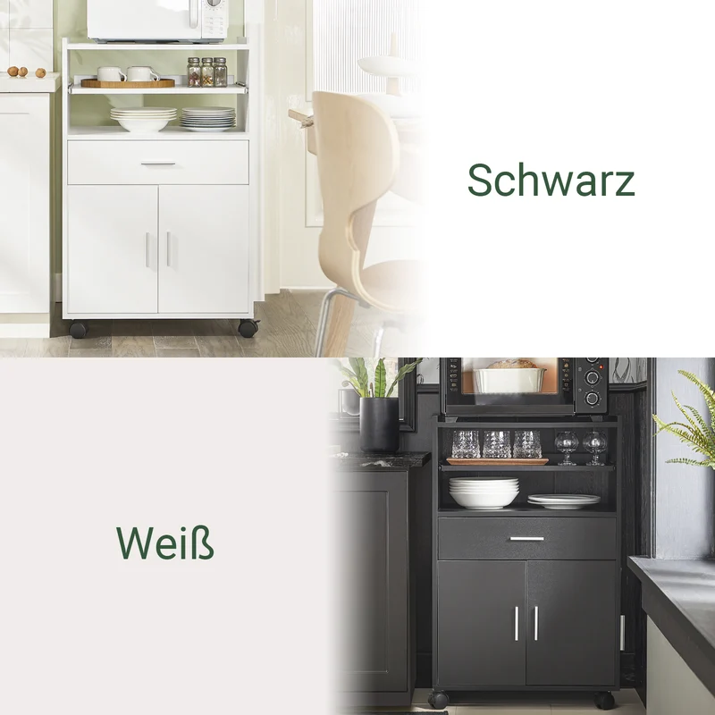 SoBuy | Küchenschrank | Mikrowellenschrank | Rollschrank Weiß | FSB09-W