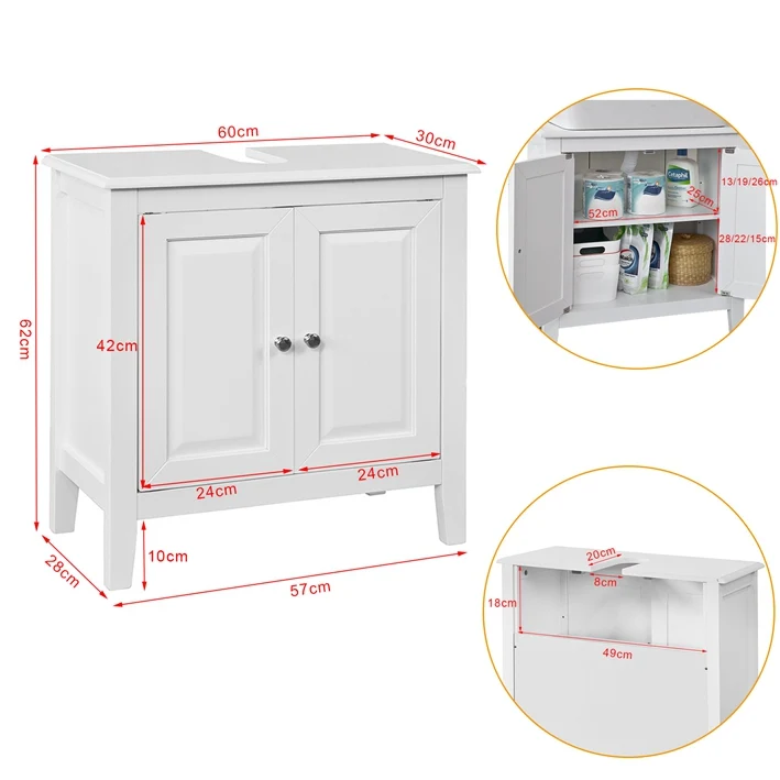 SoBuy | Waschbeckenunterschrank Weiß | Badezimmerschrank | Landhaus | FRG202-W