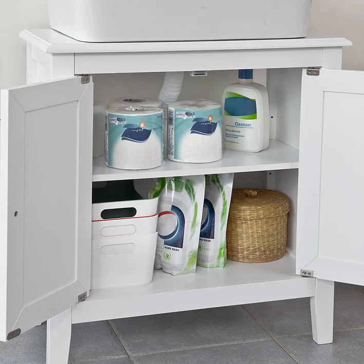 SoBuy | Waschbeckenunterschrank Weiß | Badezimmerschrank | Landhaus | FRG202-W