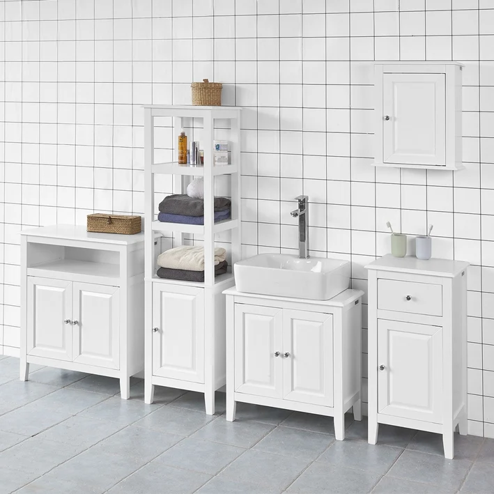 SoBuy | Waschbeckenunterschrank Weiß | Badezimmerschrank | Landhaus | FRG202-W