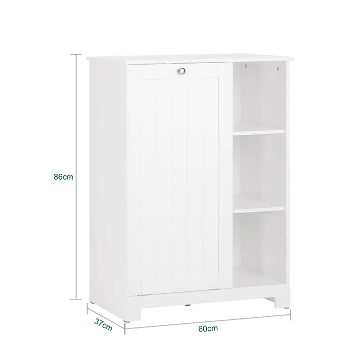 SoBuy | Wäscheschrank mit Wäschesack | Wäschesammler | Weiß | BZR105-W