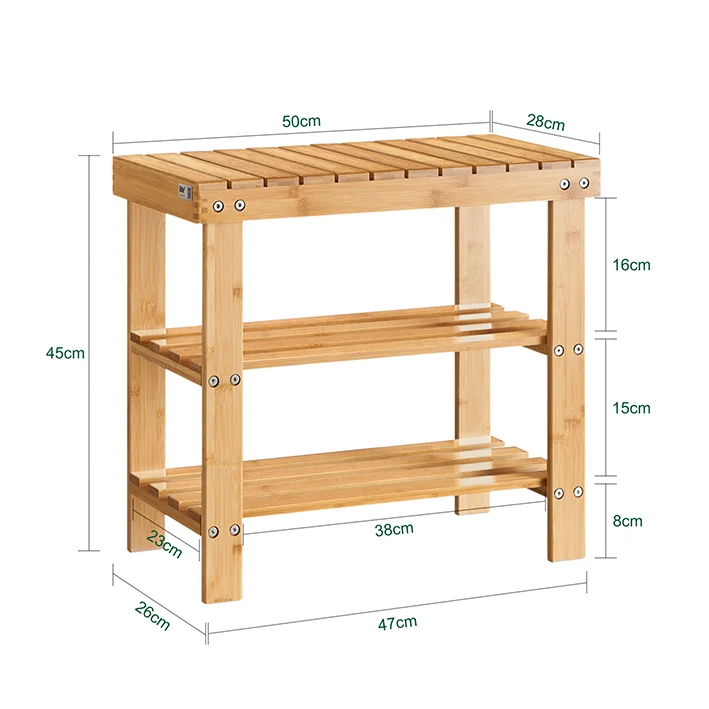 SoBuy | Sitzbank schmal | Breit 50cm Bambus | FSR02-K-N