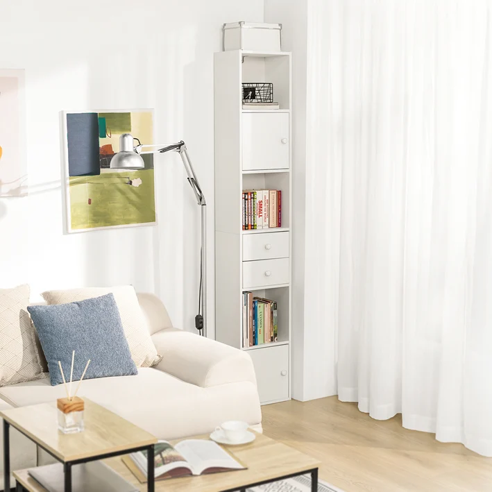 Vorverkauf | SoBuy | Bücherregal mit Schubladen | Bücherschrank | Standregal Holz | STR10-W